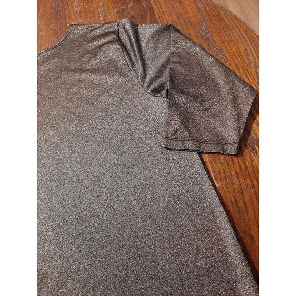 XL Karen Scott Stretch Black Metallic Gold Tunic Top with Side Slits 3/4 Sleeve - Picture 3 of 4